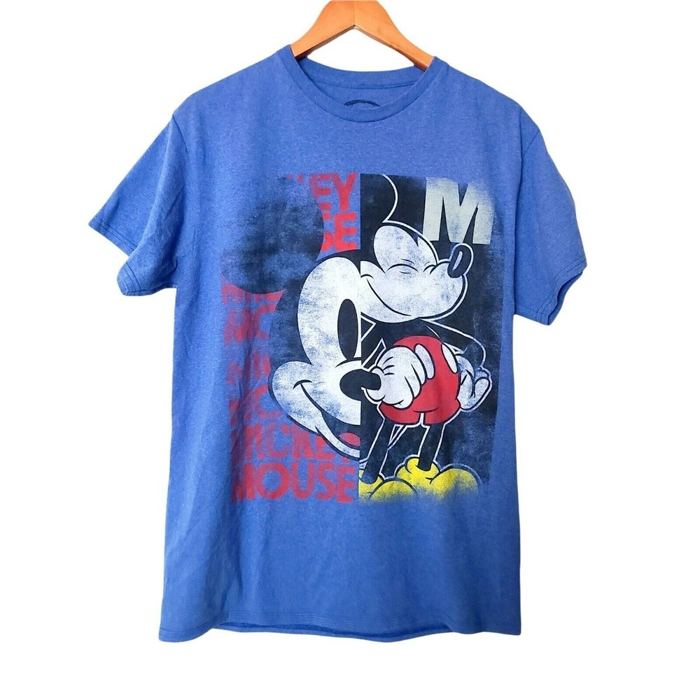 Disney Blue‎ T-Shirt Mickey Mouse Hidden Mickey M Medium Cotton Blend